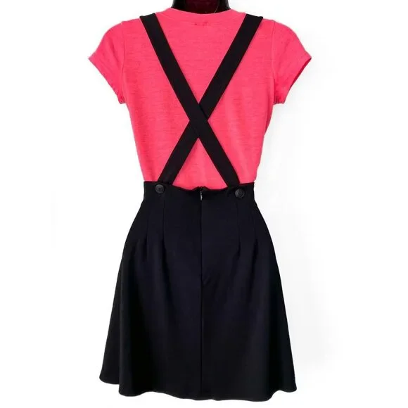 SOLD Retrolicious Cupid Jumper - Black Heart Bib Pinafore Mini Skater Dress - Picture 3 of 7